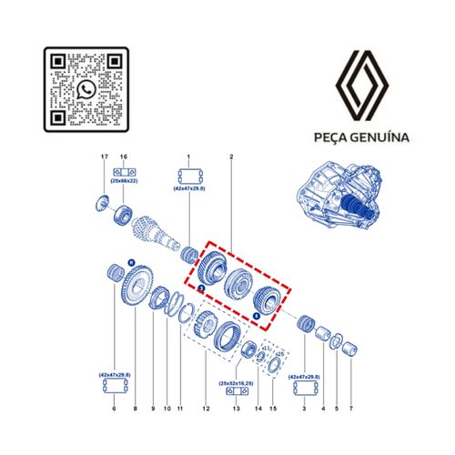 RN 326104 326104453R CONJUNTO ENGRENAGEM 3¦+4¦+CUBO E ANEL SINCR. MASTER 2.3 16V M9T - 3